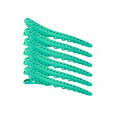  Парикмахерские клипсы-зажимы для волос "Акула" пластиковые, зеленые, 6шт