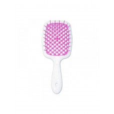 Janeke Продувний широкий гребінець для укладання волосся та сушіння феном Superbrush Plus Hollow Comb (біла з рожевими зубчиками)