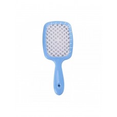 Продувная широкая расческа Janeke для укладки волос и сушки феном Superbrush Plus Hollow Comb(Голубая с белыми