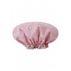 Тканинна водонепроникна перукарня двошарова шапочка для волосся для душу(рожева)