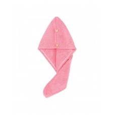  Полотенце-тюрбан для сушки волос флисовый с пушистой микрофибры розовое D3 62x25 см