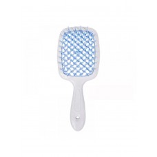 Janeke Продувная широкая расческа для укладки волос и сушки феном Superbrush Plus Hollow Comb (белая с синими