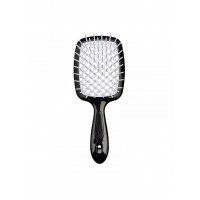 Janeke Продувная широкая расческа для укладки волос и сушки феном Superbrush Plus Hollow Comb (черная с белыми