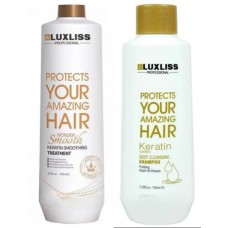 Набор Кератин для выпрямления волос Luxliss Wonder Smooth Keratin Smoothing Treatment 100 мл+шампунь 100 мл