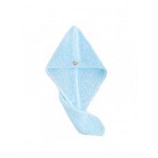 Полотенце-тюрбан для сушки волос флисовый с пушистой микрофибры голубое D3 62x25 см