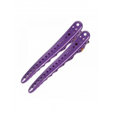 Перукарські кліпси-затискачі для волосся акула металічні 10,3 см фіолетові