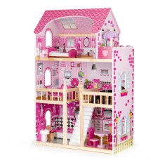 Дерев'яний ляльковий будиночок Eco Toys 17 предметів меблів світлові ефекти