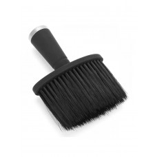  Щетка сметка волос после стрижки для парикмахера, барбера, овал с черной ручкой серебро Barber Shop, 140х100 мм