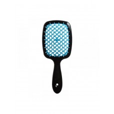 Janeke Продувная широкая расческа для укладки волос и сушки феном Superbrush Plus Hollow Comb (черная с синими