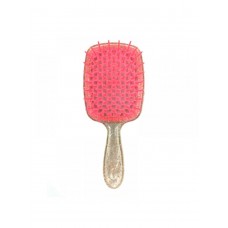  Janeke Продувная расческа для укладки и сушки феном Superbrush Plus Hollow Comb розовая, прозрачная с блестками ручка