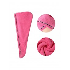 Полотенце-тюрбан (чалма) для сушки волос из пушистой микрофибры (D-2), 62x25 см, розовый
