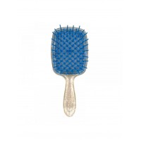 Janeke Продувная расческа для укладки и сушки феном Superbrush Plus Hollow Comb синяя, прозрачная с блестками