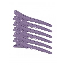  Перукарські кліпси-затискачі для волосся "Акула" пластикові, фіолетові, 6шт.